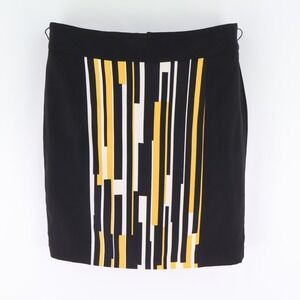 Worthington Short Skirt Lined Straight Womens Size 6 Black Yellow White Back Zip